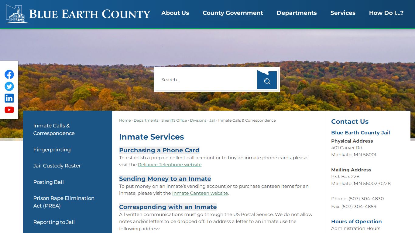 Inmate Services | Blue Earth County, MN - Official Website